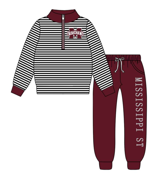 Custom moq 5 mix size milk silk summer teams baby boy clothes brick red long sleeve pants sets-25.8.23