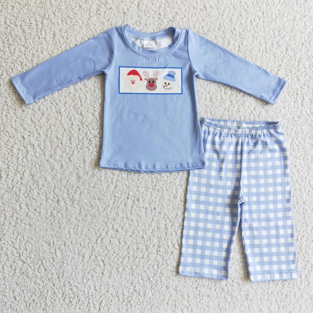 RTS NO MOQ Sibling Baby girls clothes embroidery Christmas long-sleeved trousers suits