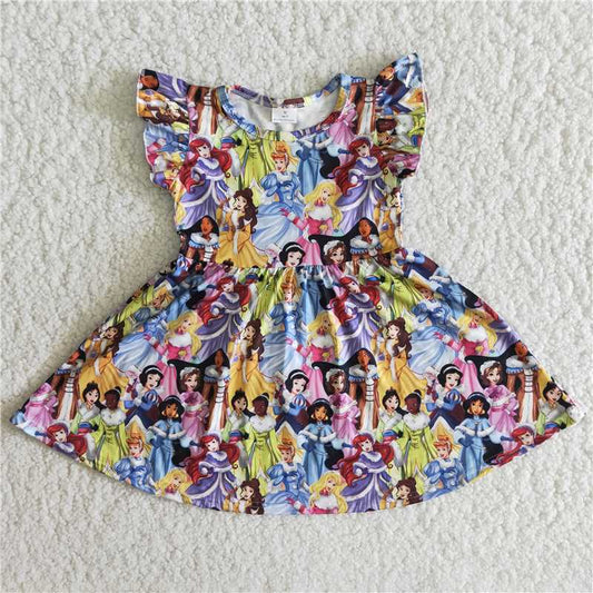 Cute Clothes B15-22 Baby girls summer flutter sleeve knee-length dress