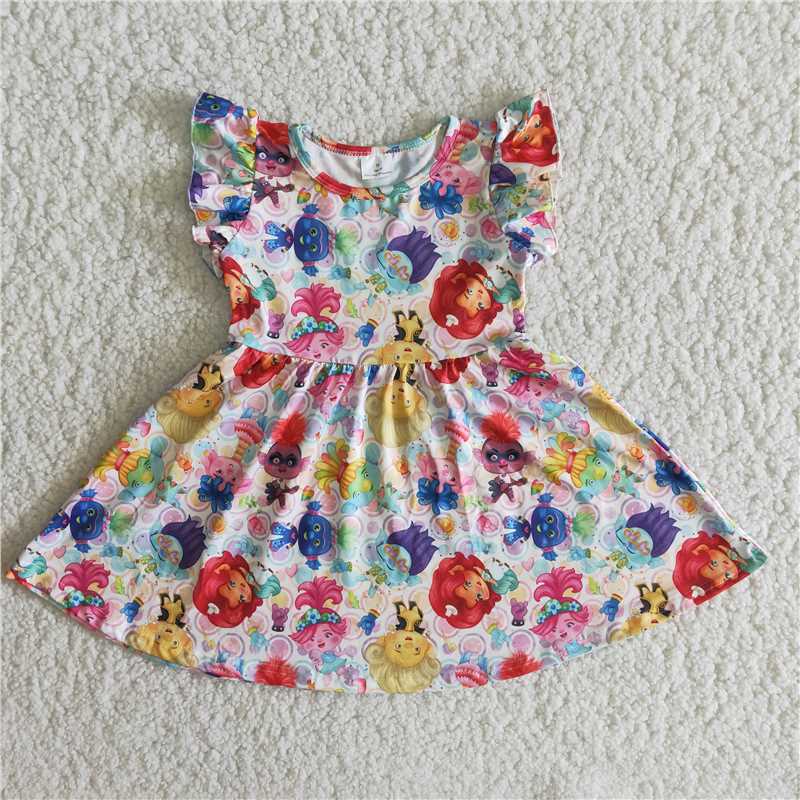 Cute Clothes B13-12 Baby girls summer flutter sleeve knee-length dress