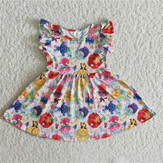 Cute Clothes B13-12 Baby girls summer flutter sleeve knee-length dress