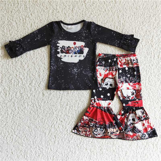 RTS NO MOQ（In Stock) 6 B6-33 FRIENDS Halloween Clown Long-Sleeved Top and Flared Pants Set