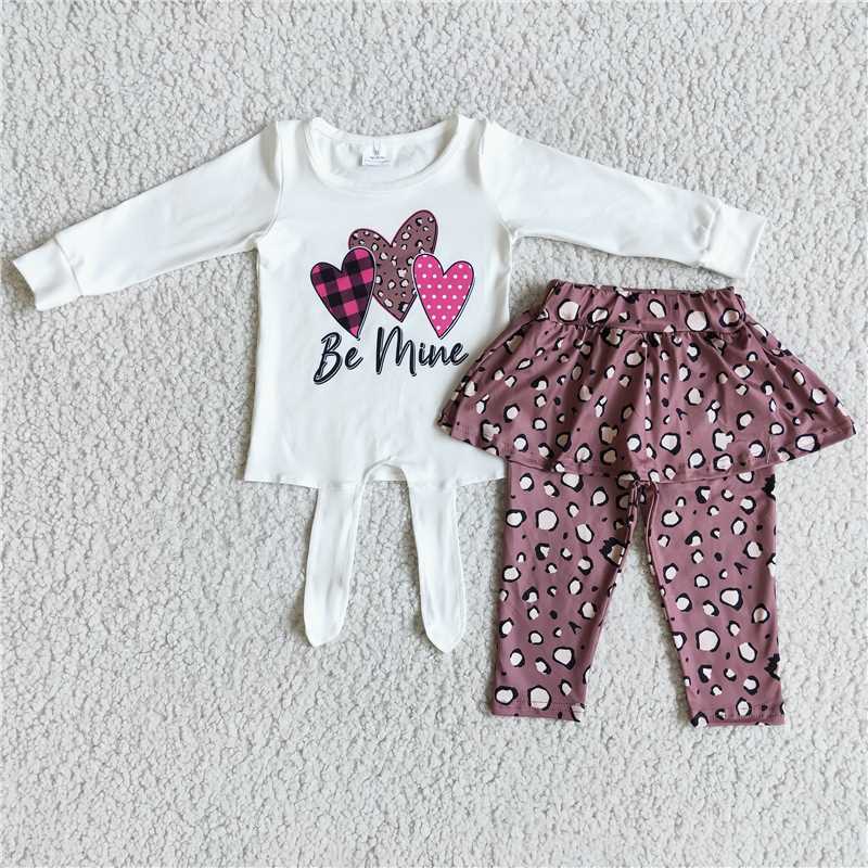SALES  NEW  Baby Girls Be Mine Legging Skirt Sets Cute Outfit for Infants Toddler Girls Soft Cotton Clothes for Spring Autumn