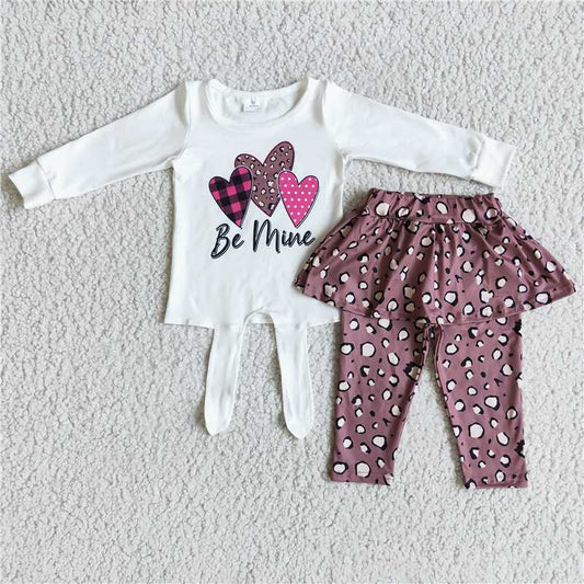 SALES  NEW  Baby Girls Be Mine Legging Skirt Sets Cute Outfit for Infants Toddler Girls Soft Cotton Clothes for Spring Autumn