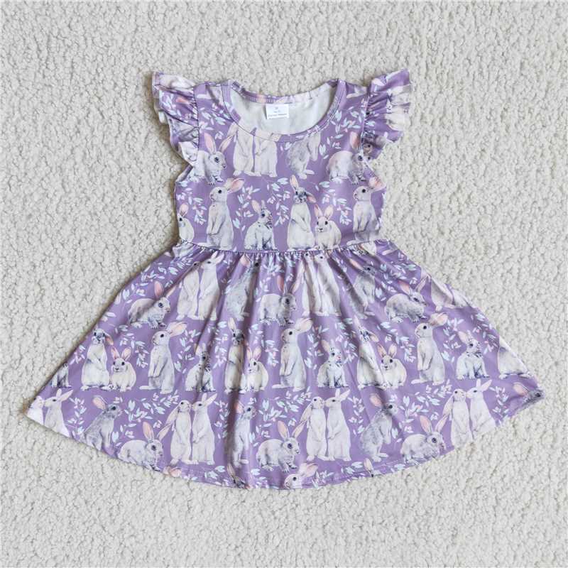 SALES NEW Baby Girl Easter Bunny Costume Purple Dress Kids' Holiday Outfit Toddler Girls' Purple Dress for Spring Events