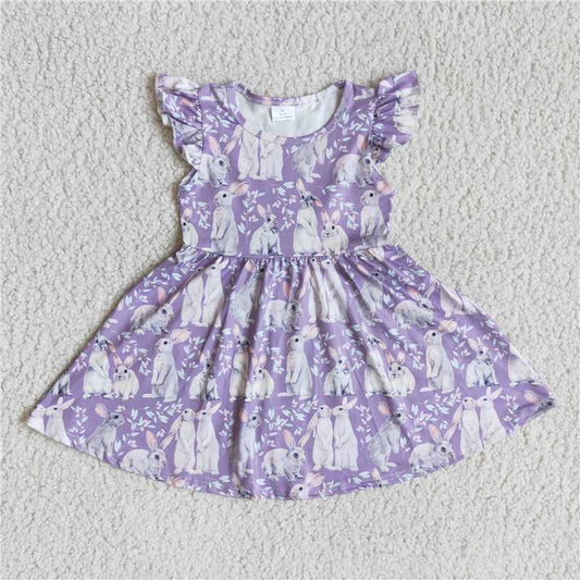 SALES NEW Baby Girl Easter Bunny Costume Purple Dress Kids' Holiday Outfit Toddler Girls' Purple Dress for Spring Events