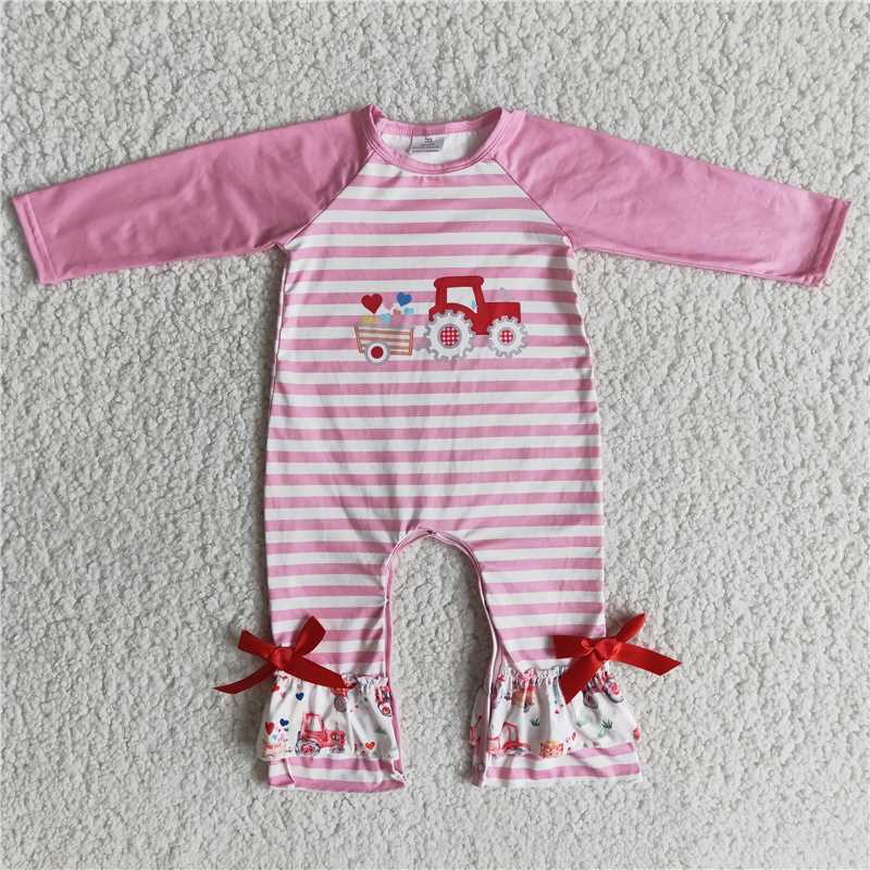 SALES  NEW Baby girls heart stripe ruffle Valentines rompers