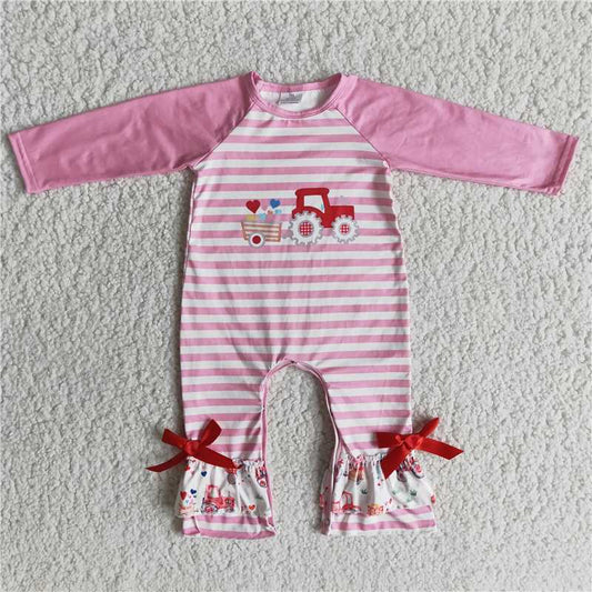 SALES  NEW Baby girls heart stripe ruffle Valentines rompers