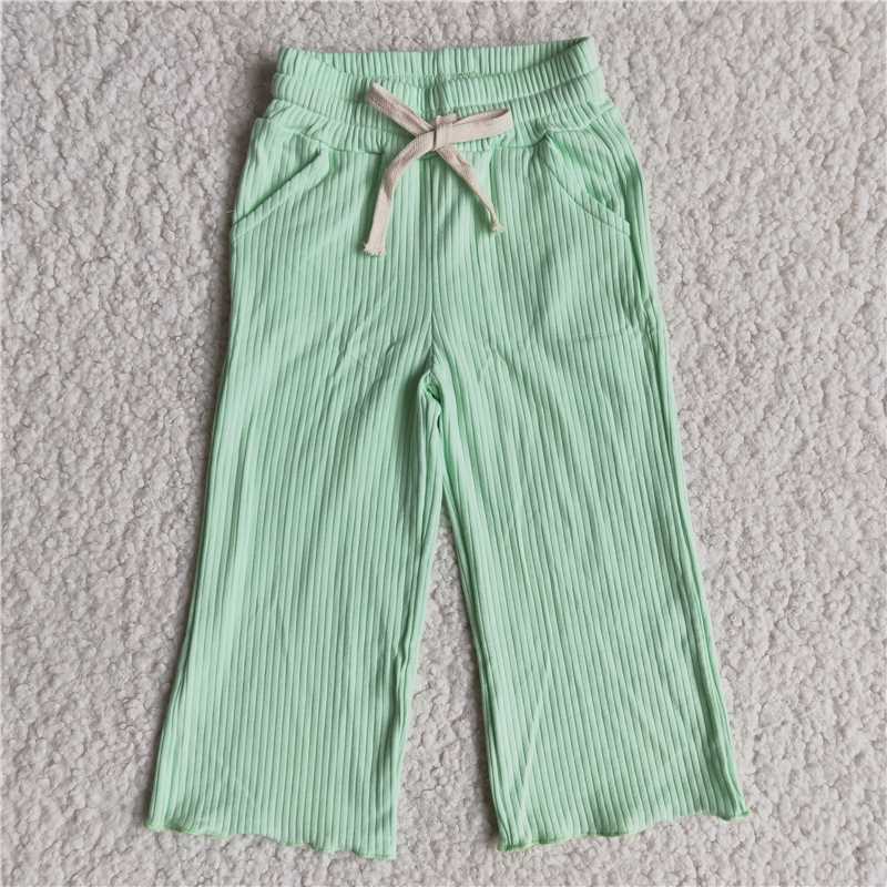 RTS NO MOQ Baby Girls Solid Drawstring Straight Pocket Pants