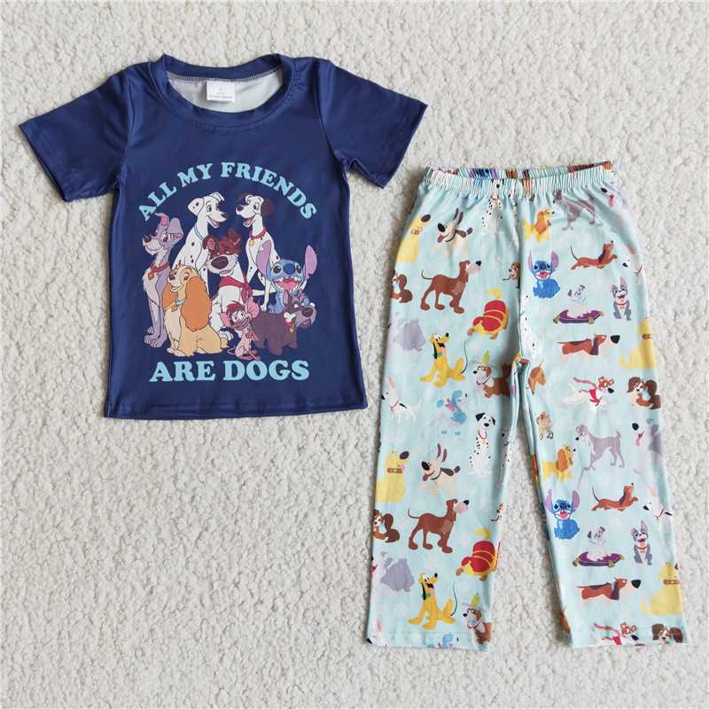 SALES  NEW  Baby Boys dog friends pants cartoon outfits sets