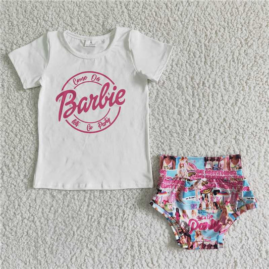 SALES  NEW  Baby girls cartoon hotpink bummie summer sets