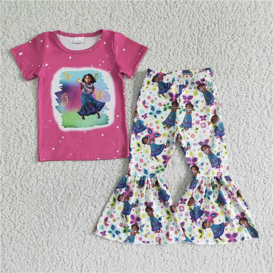 SALES NEW Baby Girls Movie Hot Pink Bell Pants Clothing Sets Infant Outfit Set with Bell Bottoms for Little Ones
