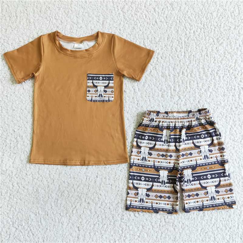 BSSO0073 Baby boys pocket western shorts sets