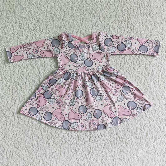 SALES  NEW Baby Girls Pink Long Sleeve Ghost Dress Halloween Costume Cute Infant Outfit for Girls