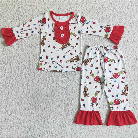 GLP0087 Girls Christmas long-sleeved trousers suit