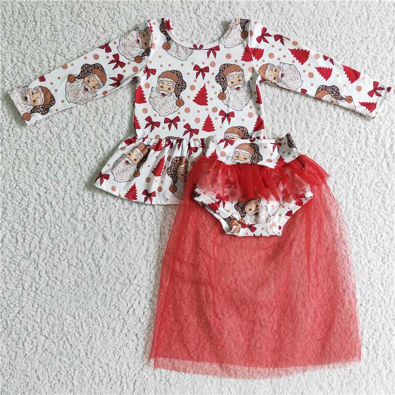 SALES  NEW  Baby Girls Christmas santa bow tutu bummie skirts sets