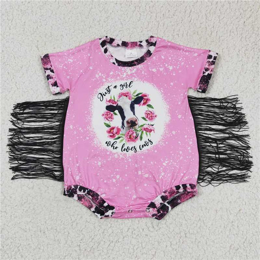 SALES NEW Baby Girls Pink Floral Rompers Cow Print Cute Infant Girl Clothing Summer Lightweight Romper Suit for Newborns