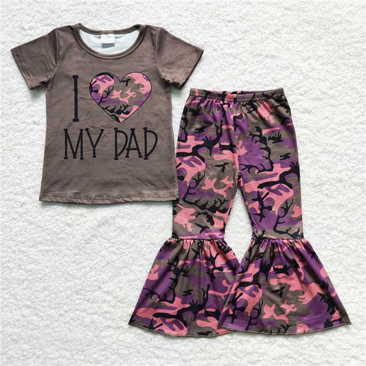 SALES NEW Baby Girls Green Short Sleeve Camouflage Print Bell Pants Outfit Set Cute Casual Clothing Ensemble for Infants
