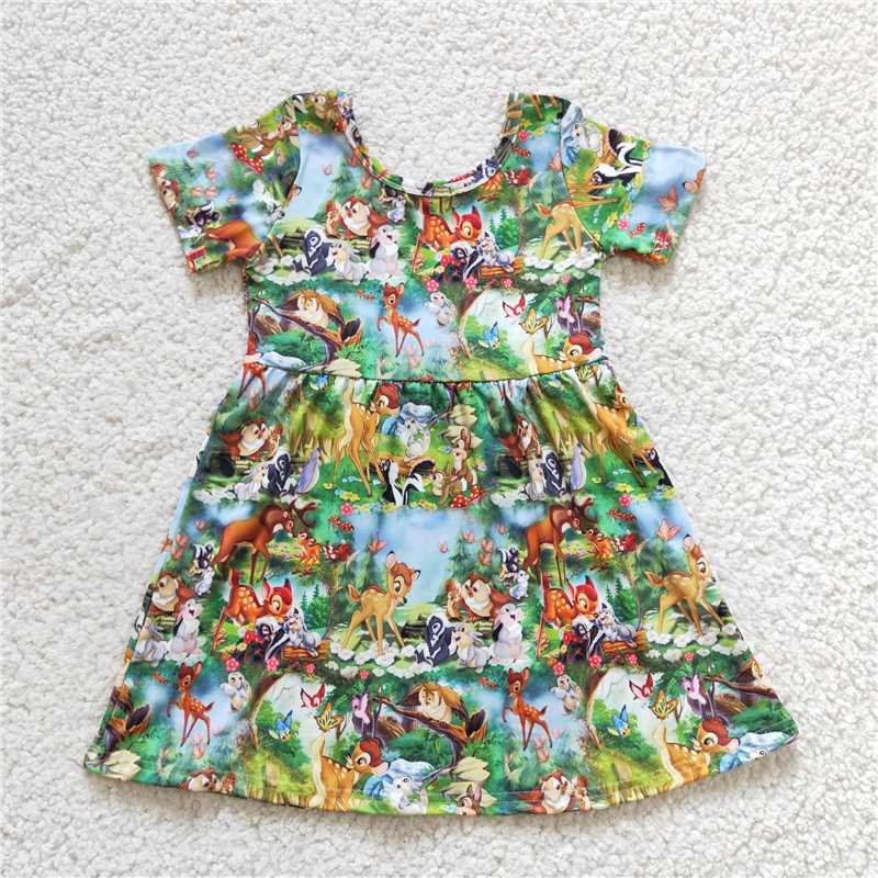 Cute Clothes 	 GSD0179 Baby Girls Green Knee Length Dresses
