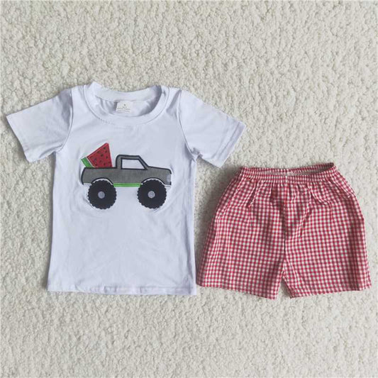 SALES NEW Watermelon tractor plaid outfits