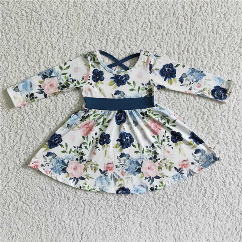 TS NO MOQ（In Stock ) blue floral skirt