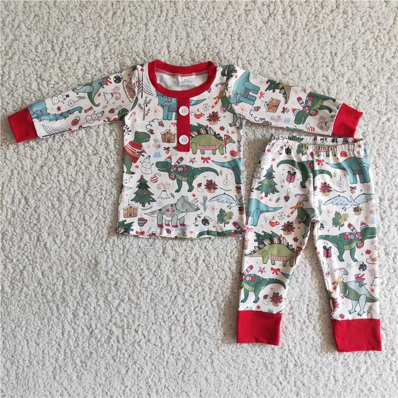 SALES  NEW  Baby Boys Dinosaur Christmas pajamas sets