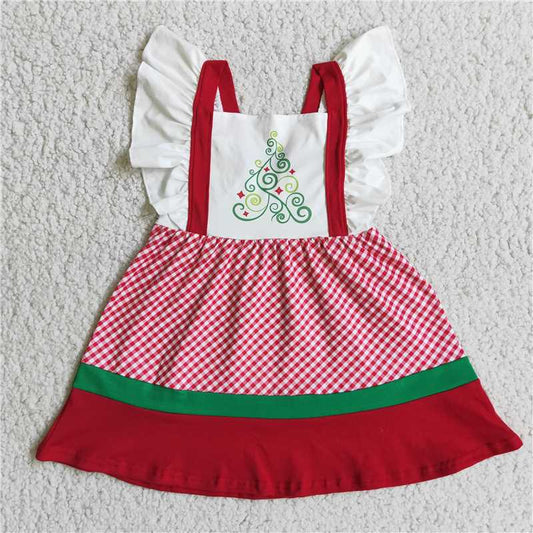 SALES  NEW Baby Girl Christmas Tree Flutter Sleeve Dress Cute Holiday Season Outfit for Infants