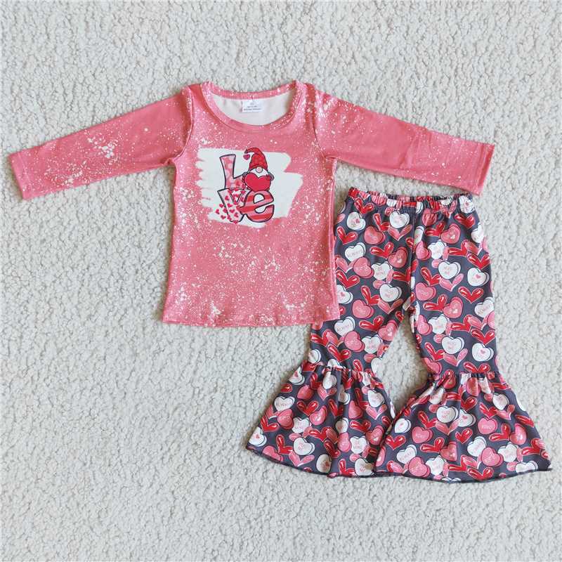 SALES  NEW Valentines Day Baby Girls Love Heart Bell Set Cute Valentine's Outfit for Infants Baby Girl's Love Heart Bell Dress