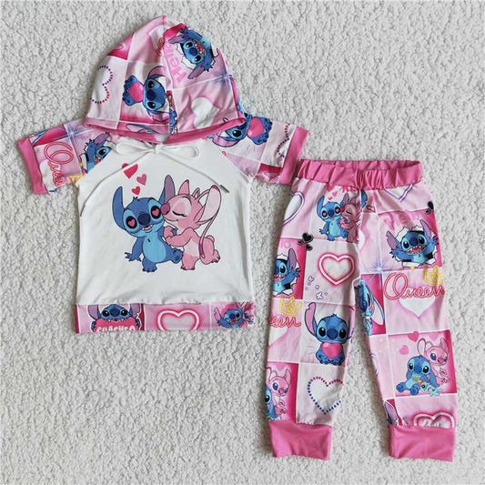SALES NEW Baby Girls Animal Short Sleeve Hoodie Pants Set Kids Casual Comfortable Clothing Outfit for Toddlers