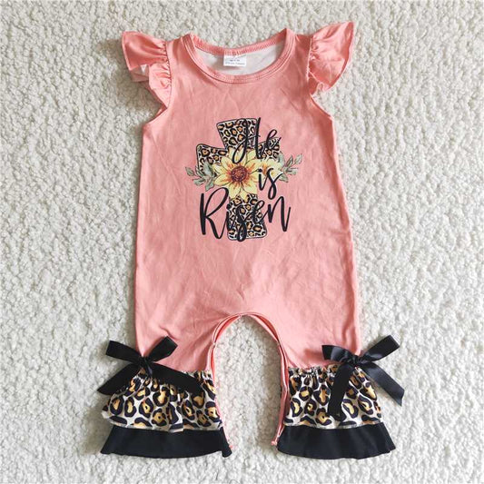SALES  NEW Baby Girls 'He Is Risen' Easter Rompers Religious Holiday Outfit Toddler Girls Clothing Spring Frock for Church Visits