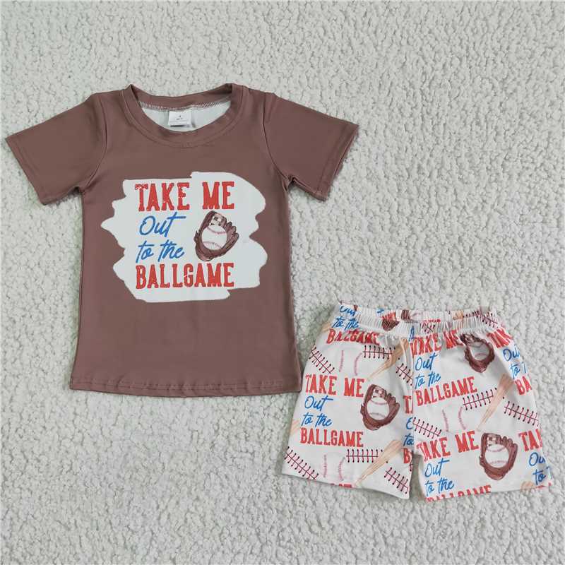 BSSO0023 Baby boys ballgame khaki shorts sets