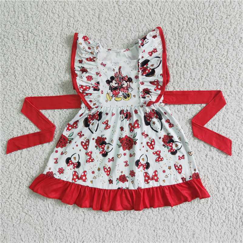 SALES NEW Baby Girls Castle Bow Lace-Sleeve Dress with Belt Dress Cute Infant red Headwear