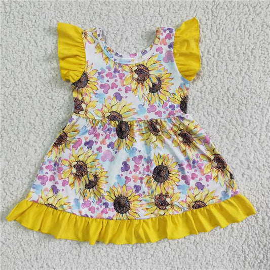 SALES NEW Sunflower Ruffle Dresses for Baby Girls Cute Floral Print Cotton Romper Skirt Set Summer Outfit for Infants