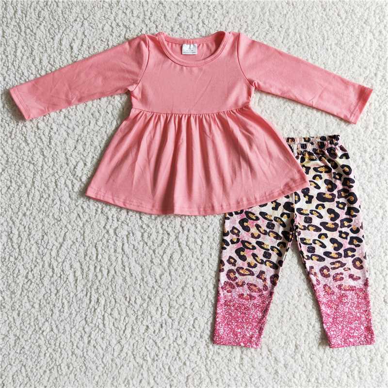 SALES  NEW Baby Girls Pink Tunic Leopard Legging Pants Sets Fall Collection Comfortable Soft Fabric Outfit for Infants