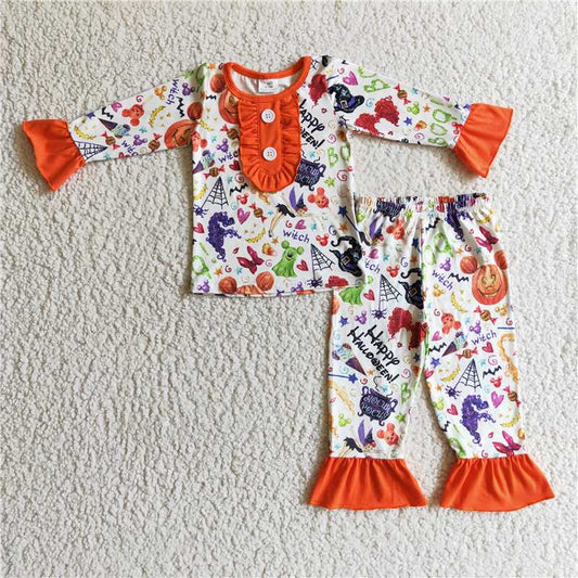 SALES  NEW  Baby girls cartoon Happy Halloween pajamas sets