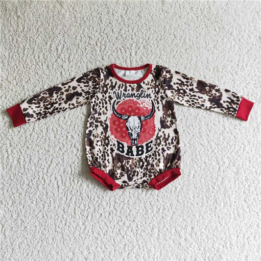 SALES  NEW  Baby girls cow print babe long sleeve rompers
