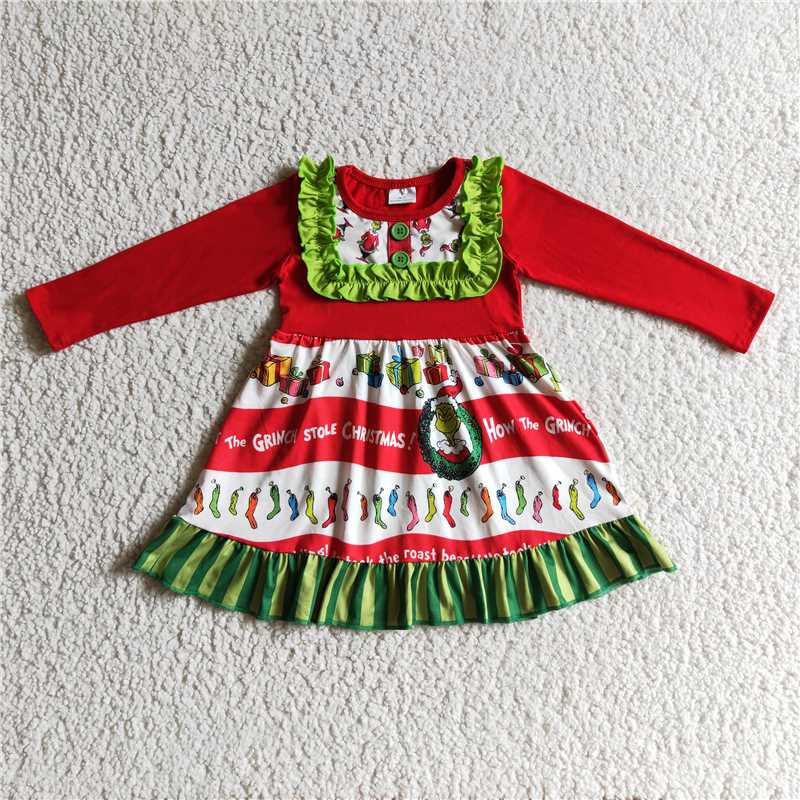 RTS NO MOQ Long Sleeve Santa Claus Dress