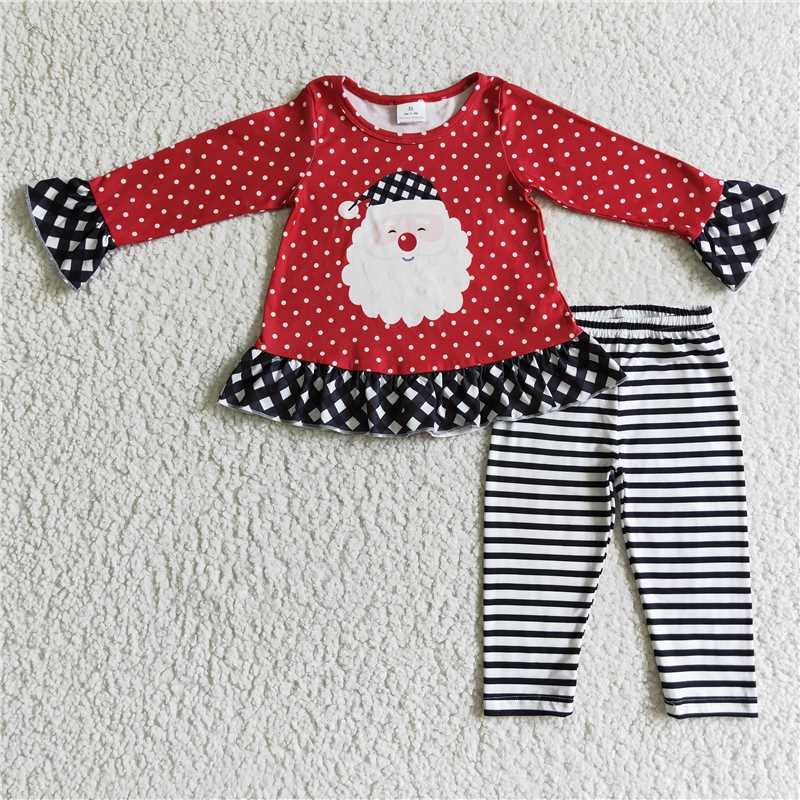 SALES  NEW   Baby Girls santa Christmas stripe legging pants clothes sets
