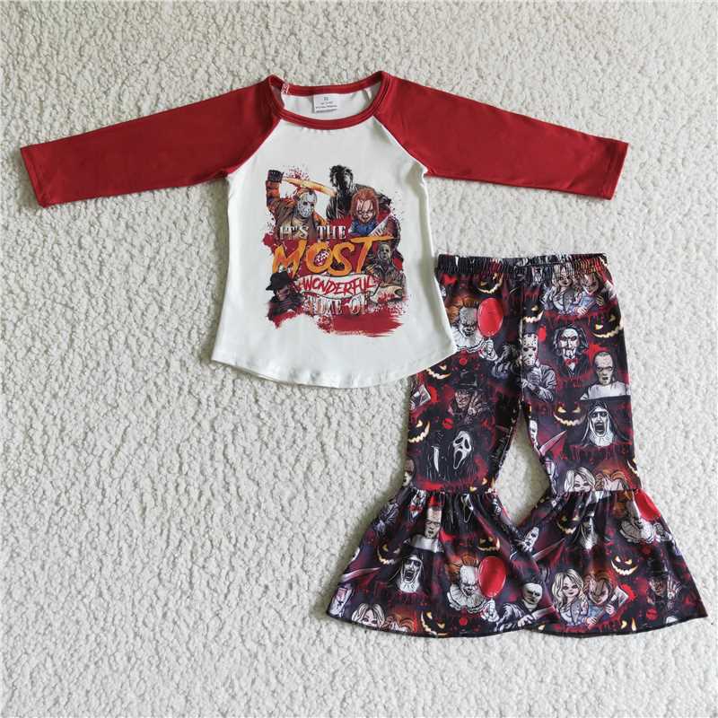 SALES  NEW Baby Girls Halloween Red Bell Pants Outfit Set Cute Costume Clothing Set for Infants