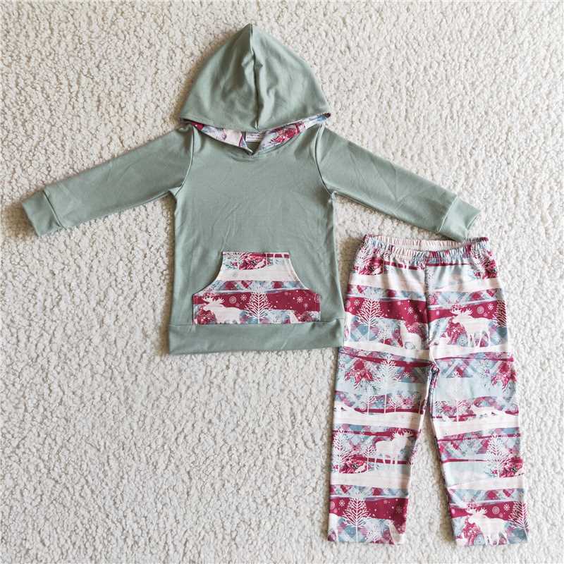 SALES  NEW  Baby boys hoodie Christmas reindeer pants clothes sets
