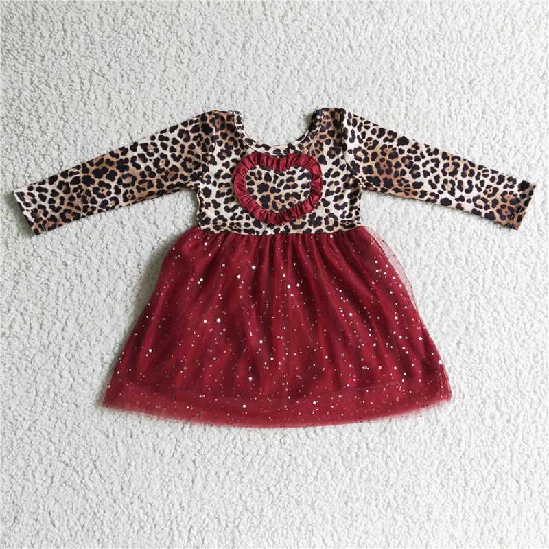SALES  NEW Baby Girls Leopard Heart Tutu Dresses Cute Skirt for Little Girls Baby Outfits Baby Clothes