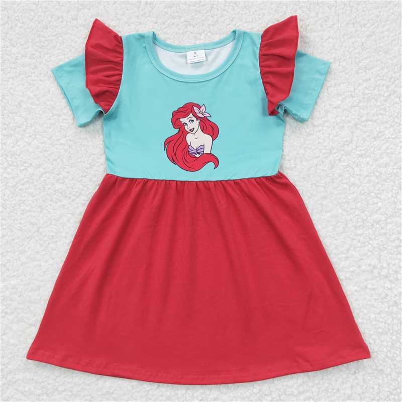 Cute Clothes 	 GSD0250 Baby Girls Short Sleeve Blue Knee Length Dresses