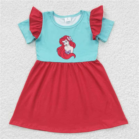 Cute Clothes 	 GSD0250 Baby Girls Short Sleeve Blue Knee Length Dresses