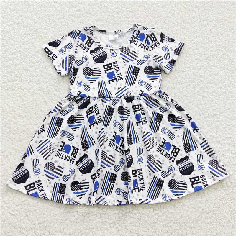 SALES NEW Baby Girls Knee-Length Flag Dress Cute Toddler Girls Dress Children's Fashion Clothing