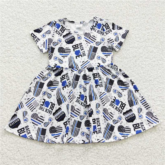 SALES NEW Baby Girls Knee-Length Flag Dress Cute Toddler Girls Dress Children's Fashion Clothing