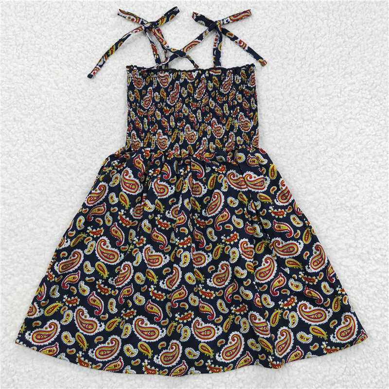 SALES  NEW Sibling Baby Girls Colorful Floral Print Dress with Straps Knee-Length Girls Dress for Special Occasions
