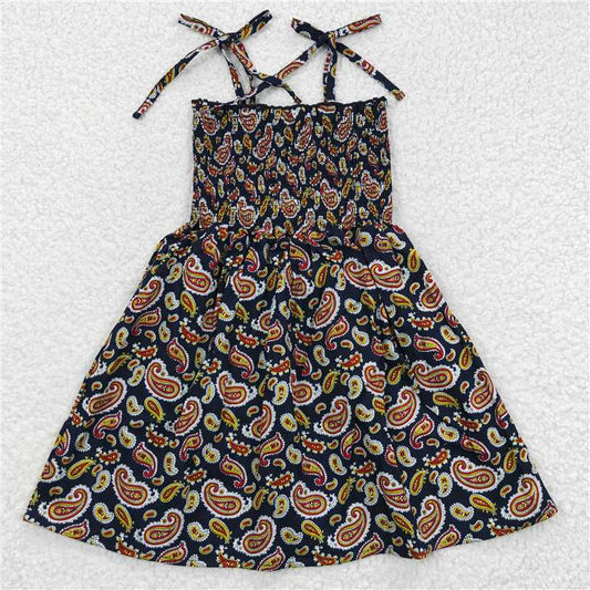 SALES  NEW Sibling Baby Girls Colorful Floral Print Dress with Straps Knee-Length Girls Dress for Special Occasions