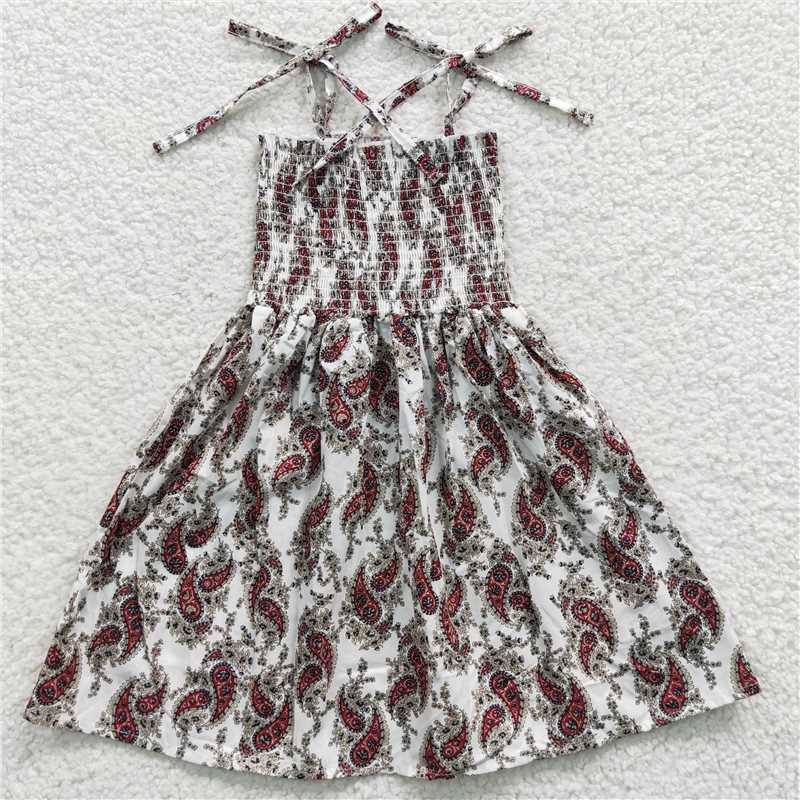 SALES  NEW Baby Girls Elastic Knee-Length Dresses with White Flowers Cute Soft Fabric Baby Girls Dresses for Spring/Summer