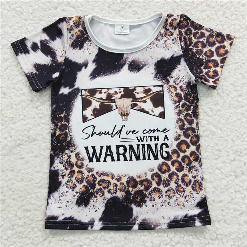 SALES NEW Baby Girls Cow Skull Leopard Print Short Sleeve Shirt Cute And Fashionable Tops for Little Ones