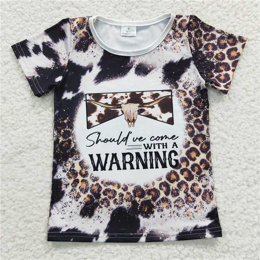 SALES NEW Baby Girls Cow Skull Leopard Print Short Sleeve Shirt Cute And Fashionable Tops for Little Ones